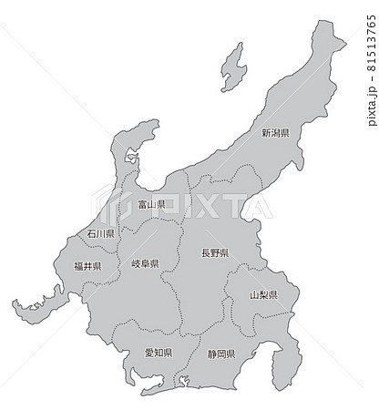 日本地方区分＿中部＿県名入り＿gry 81513765