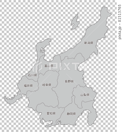 日本地方区分＿中部＿県名入り＿gry 81513765