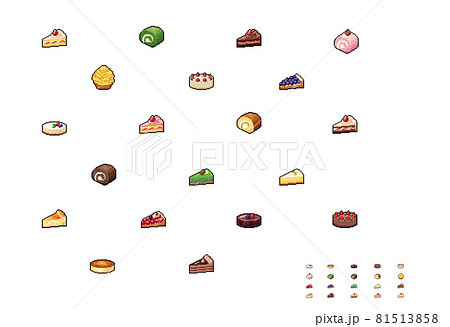 ドット絵ケーキのイラスト素材
