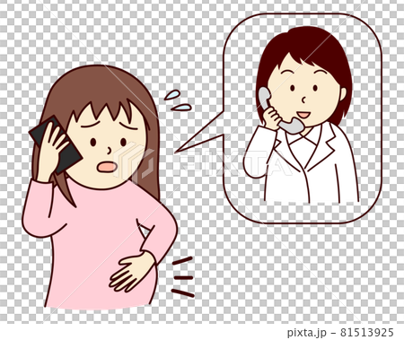 女性医師に電話で相談する妊娠中の女性 女性医師に電話で相談する妊娠中の女性 81513925