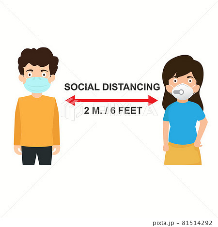 Human Social distancing how to protect yourself from covid-19. how to self isolation to limit spread of the coronavirus. healthcare and medical about infection prevention.Vector illustration. 81514292