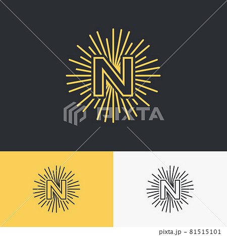 initial letter with sun symbol logo design. minimal vector graphic alphabet template. 81515101