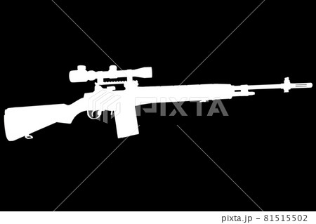 M14 based sniper rifle white silhouette on black background M14 based sniper rifle white silhouette on black background 81515502