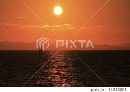 大牟田市　有明海　夕暮れ、 81516803