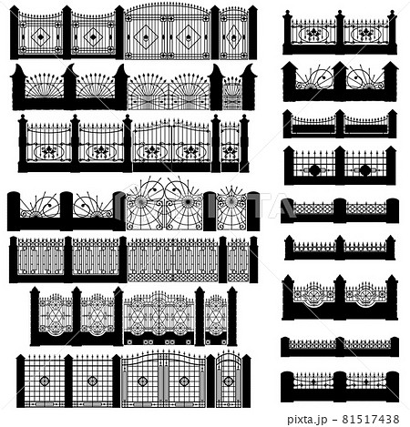Vector Black Fence Silhouettes Vector Black Fence Silhouettes 81517438