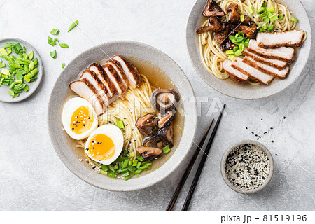 Ramen bowl with pork and egg 81519196