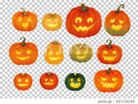ハロウィンかぼちゃのアートセットのイラスト素材 [81519248] - PIXTA