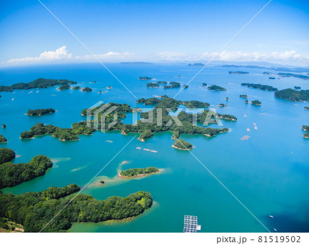 夏の九十九島の空撮 夏の九十九島の空撮 81519502