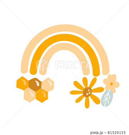Honey rainbow vector illustration scandinavian. Honey-hued arc honeycomb shapes abstract geometric print child design Honey rainbow vector illustration scandinavian. Honey-hued arc honeycomb shapes abstract geometric print child design 81520155