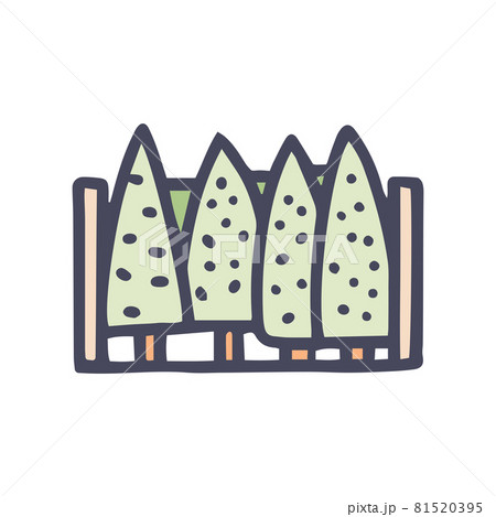 fence of trees color vector doodle simple icon 81520395