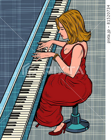 A Woman Plays The Piano Music And Creativity のイラスト素材