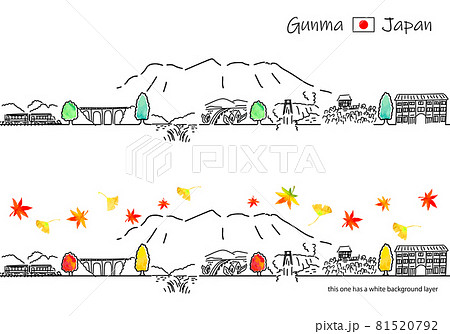 Simple Line Drawing Set Of Sightseeing Spots In Stock Illustration