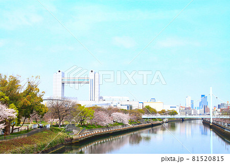 春の名古屋市、桜とセンチュリーホールの風景 春の名古屋市、桜とセンチュリーホールの風景 81520815