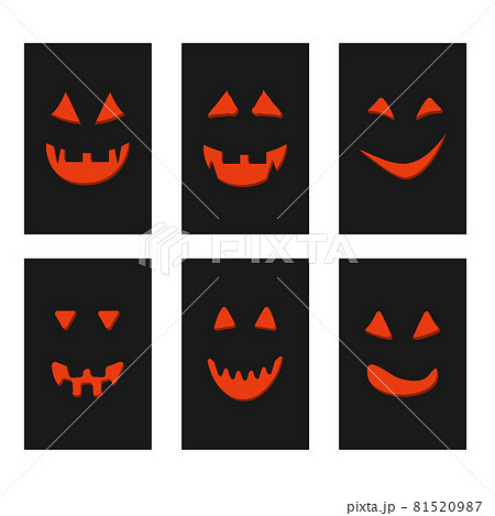 halloween pumpkin face jack-o-lantern on black greeting cards. halloween pumpkin face jack-o-lantern on black greeting cards. 81520987
