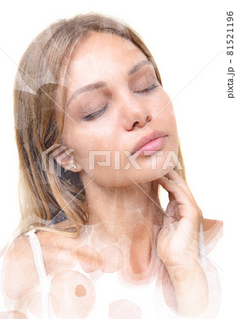 Paintography.Creative picture combined with a beautiful portrait of young woman 81521196