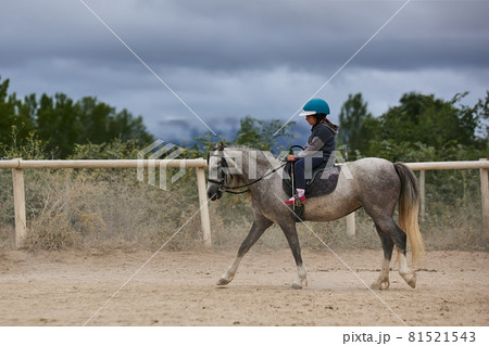 5-year-old girl riding a horse. infalltil sport concept 81521543