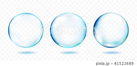 Water bubble model set isolated on transparent background. Vector. 81522689