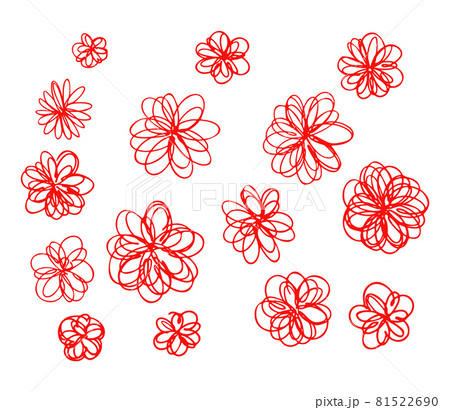 Vector Doodle Flower and Heart Collection in Red Colour, Easy to Recolour. May be used for print. clothes, t-shirts, single design's elements. . 81522690