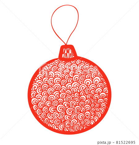 Vector Christmas Bauble made in Hand Drawn Style, Doodle New Year Ornament isolated on white background. 81522695
