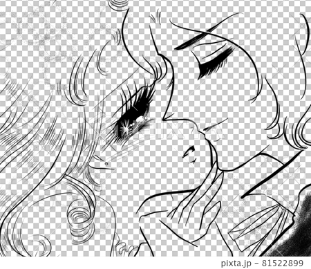 70年代少女漫画王子様に手を握られキスされるかわいい女の子 81522899