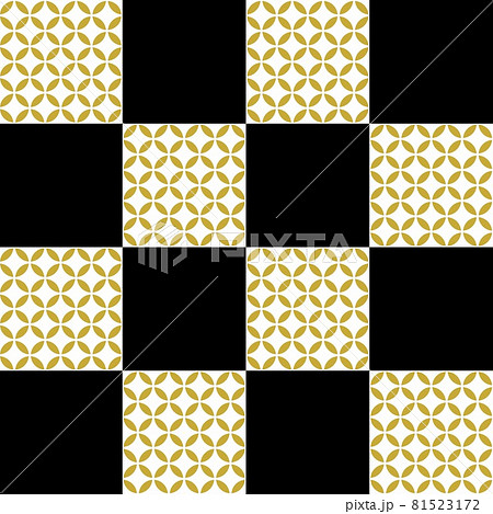 七宝繋ぎのチェック柄模様　和柄背景素材 81523172