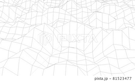 Wavy wireframe with black lines, liquid surface imitation, 3d render computer generated backdrop 81523477