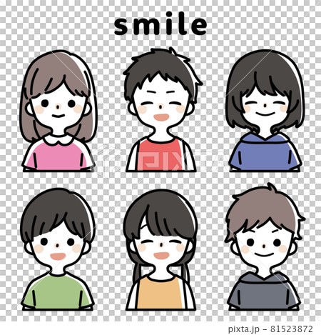 人物イラストセット_子供_笑顔 人物イラストセット_子供_笑顔 81523872