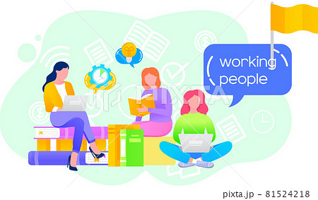 Office workers. Co-workers. Colleagues discuss project teamwork. Office staff work and communication Office workers. Co-workers. Colleagues discuss project teamwork. Office staff work and communication 81524218
