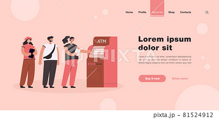 People standing in queue flat vector illustration 81524912