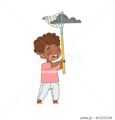 Little African American Boy with Net Catching Cloud Saving Planet Taking Care of Globe Vector Illustration Little African American Boy with Net Catching Cloud Saving Planet Taking Care of Globe Vector Illustration 81525239