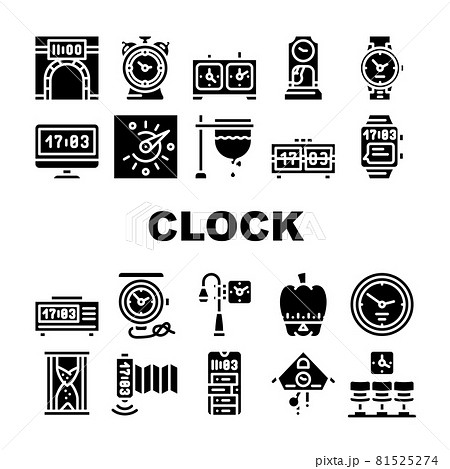 Clock And Watch Time Equipment Icons Set Vector Clock And Watch Time Equipment Icons Set Vector 81525274