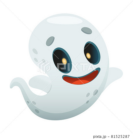 White Ghost with Smiling Face as Halloween Character Vector Illustration 81525287