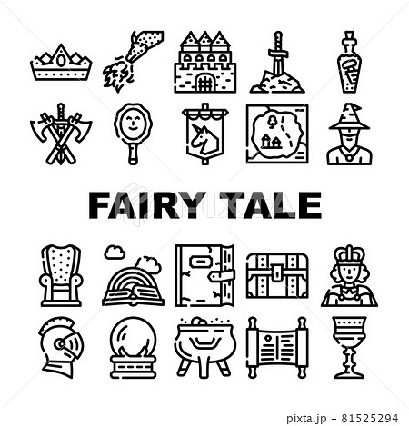 Fairy Tale Story Medieval Book Icons Set Vector Fairy Tale Story Medieval Book Icons Set Vector 81525294