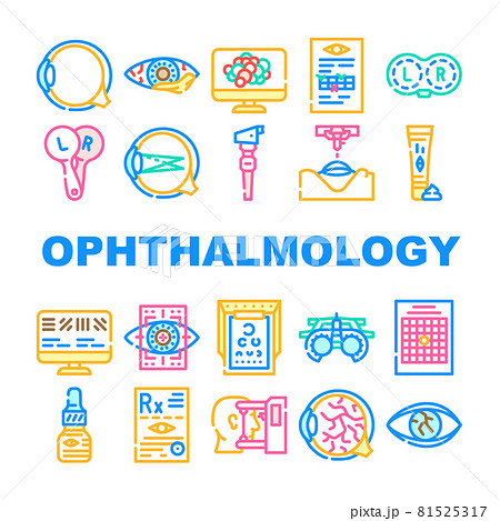 Ophthalmology Eye Disease Treat Icons Set Vector 81525317