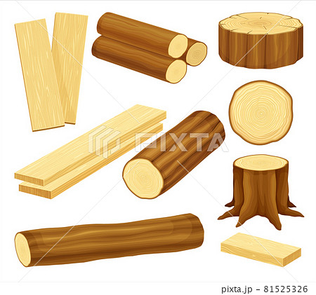Wood Material With Log Tree Stump And Plank のイラスト素材