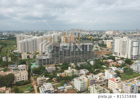 Bangalore, India - a cityscape with office buildings, residential blocks and lakes 81525888