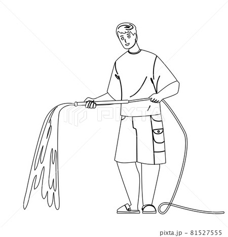 Farmer Watering Garden Agricultural Plant Vector Farmer Watering Garden Agricultural Plant Vector 81527555