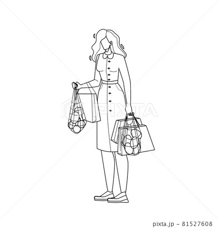Woman Holding Recycling Shopping Packages Vector Illustration Woman Holding Recycling Shopping Packages Vector Illustration 81527608