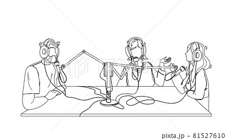 Radio Broadcast People Recording In Studio Vector 81527610