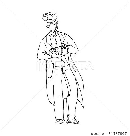 Baked Bread Breaking Bakehouse Worker Chef Vector 81527897