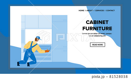Cabinet Furniture Installing Worker Man Vector Cabinet Furniture Installing Worker Man Vector 81528038