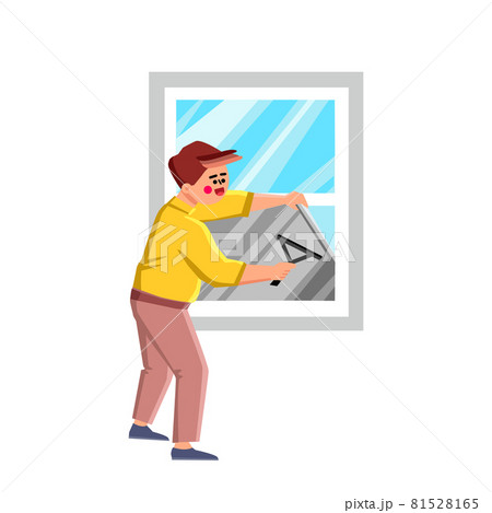 Window Foil Tinting Professional Worker Vector Window Foil Tinting Professional Worker Vector 81528165