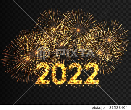 Happy New Year 2022 background. Festive fireworks template. Vector illustration 81528404