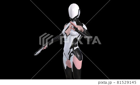 a sci-fi woman, 3d illustration 81529145
