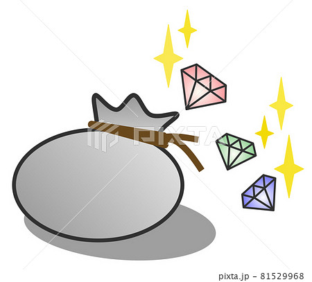 宝石が袋詰めにされているお宝のイラストのイラスト素材