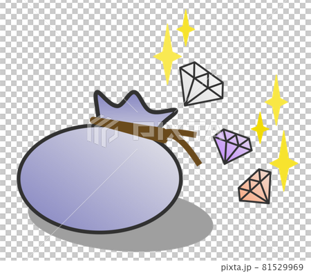 宝石が袋詰めにされているお宝のイラストのイラスト素材
