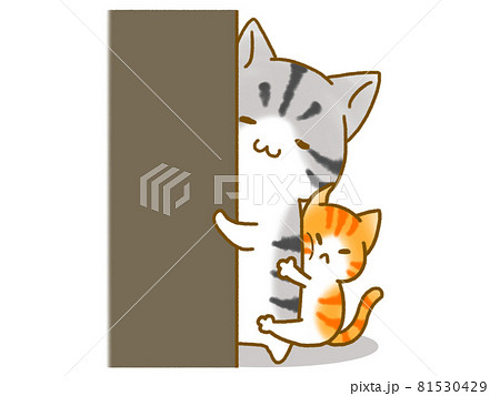 壁から覗く猫 81530429