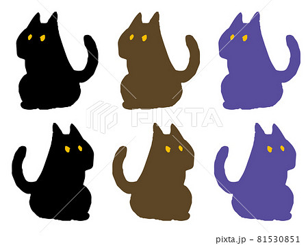 黒猫のシルエットのイラストセットのイラスト素材 [81530851] - PIXTA