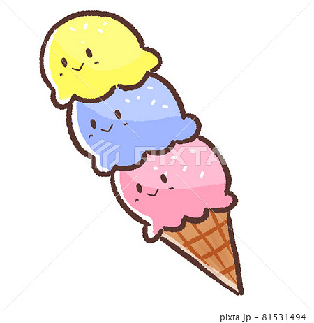 R もっとメルヘンなケーキ屋さん 三段アイス のイラスト素材