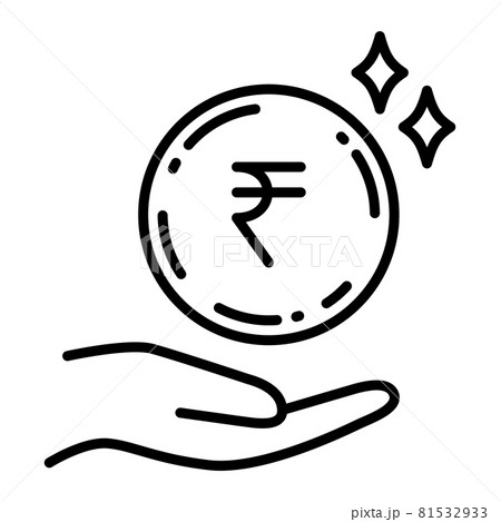 インド・ルピー　硬貨を受け取る手 81532933